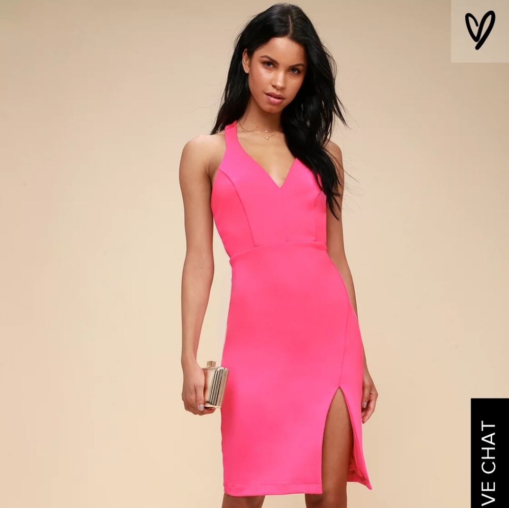 Aglow Fuschia Bodycon Midi Dress